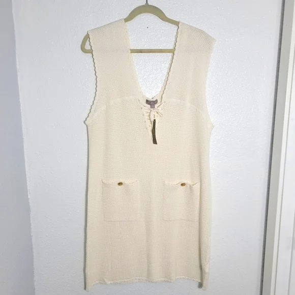 J.Crew Pointelle Lace-Up Sweater Dress CA650 NWT,XL